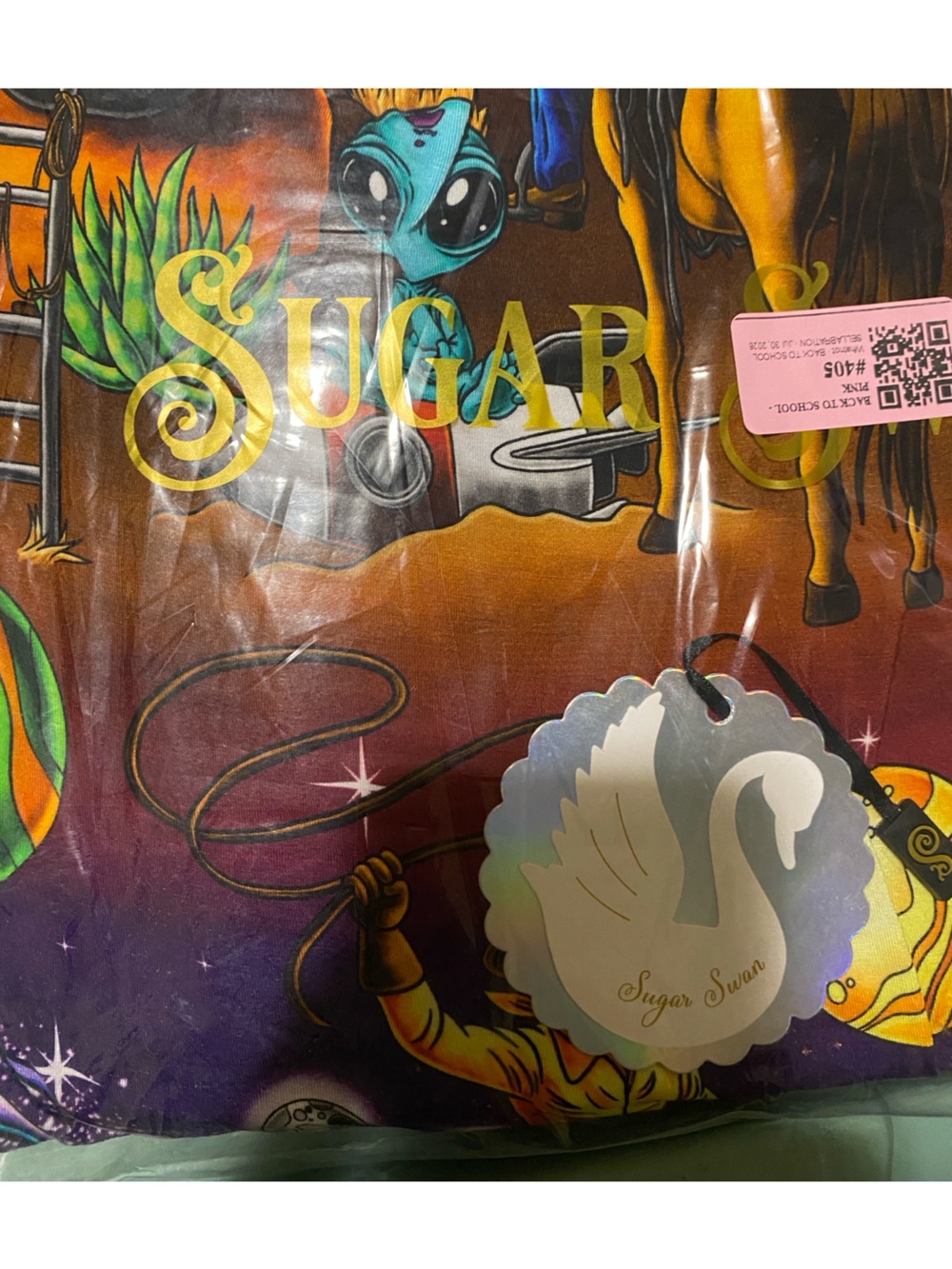 Sugar Swan space coyboy bamboo crib sheet NWT
